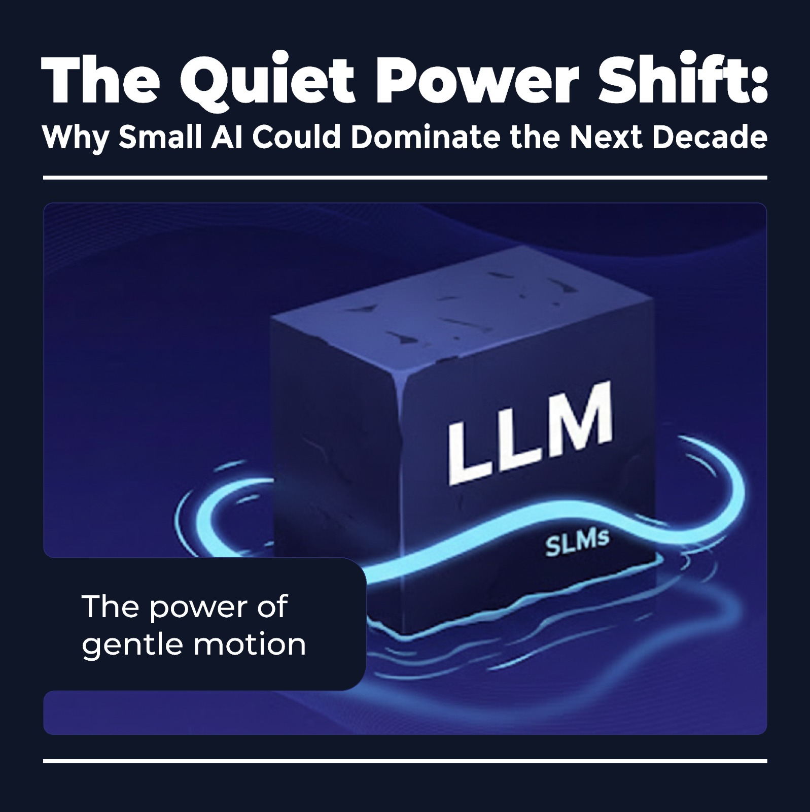 The Quiet Power Shift: Illustration showing small AI models transforming technology and dominating the next decade