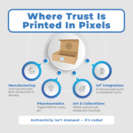 high-resolution close-up of a smart product label being scanned by a smartphone to verify authenticity using digital fingerprinting.