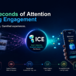 Flow diagram showing dynamic onboarding, gamified interaction, opinion collection, and cohort analysis in ICE by Softograph.